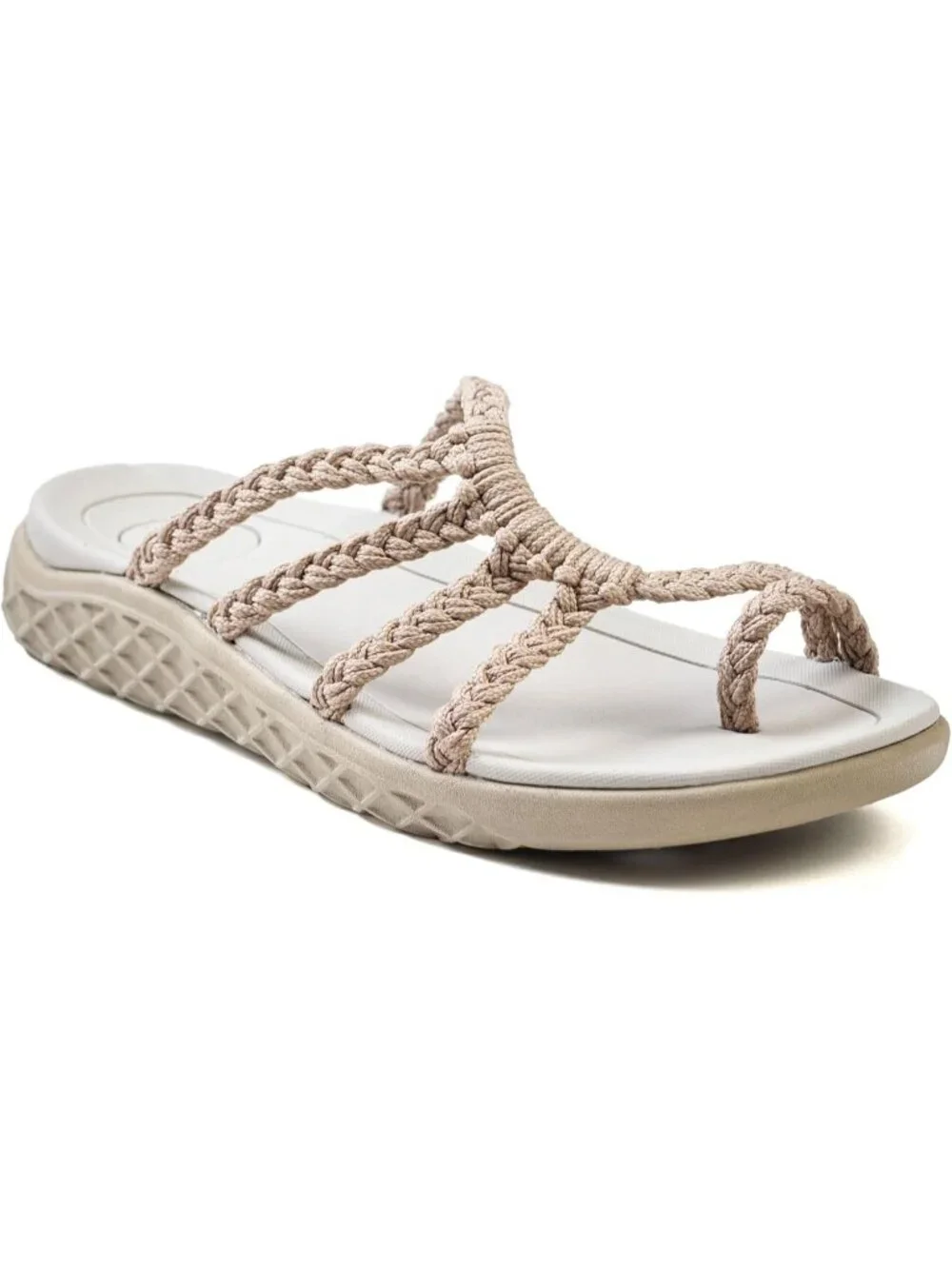 Women's Beige Wave Flip Flops with Arch Support Comfortable Walking Casual